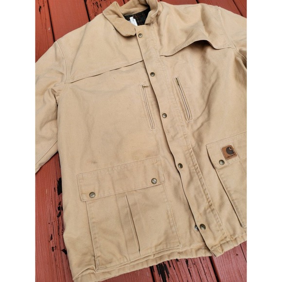 VINTAGE CARHARTT C10 PLAID BLANKET LINED SHORT COAT SIZE XXL UNION MADE IN USA - Picture 2 of 10